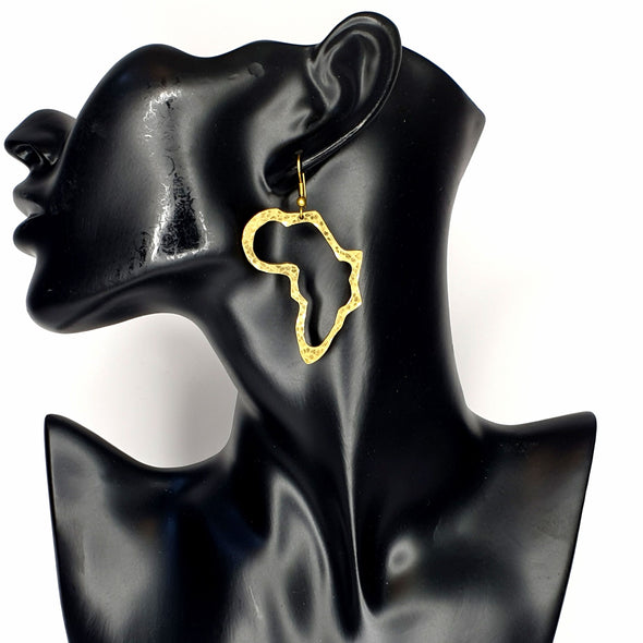 African Map Brass Earring