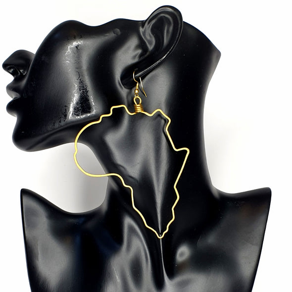 XL African Map Brass Earring