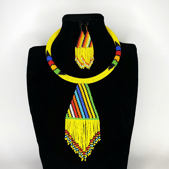 Zulu Necklace with Tassle and Earring Set
