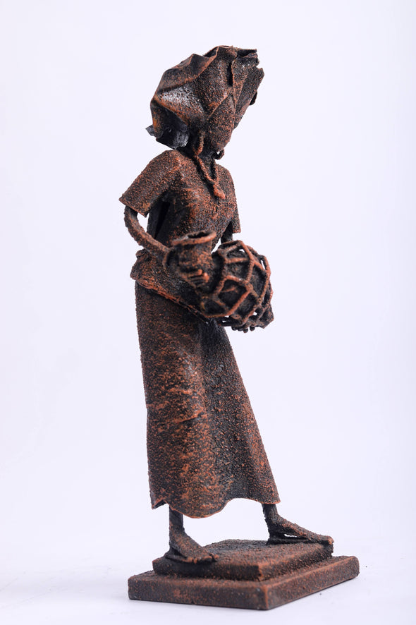 African Woman Playing Shereke Sculpture